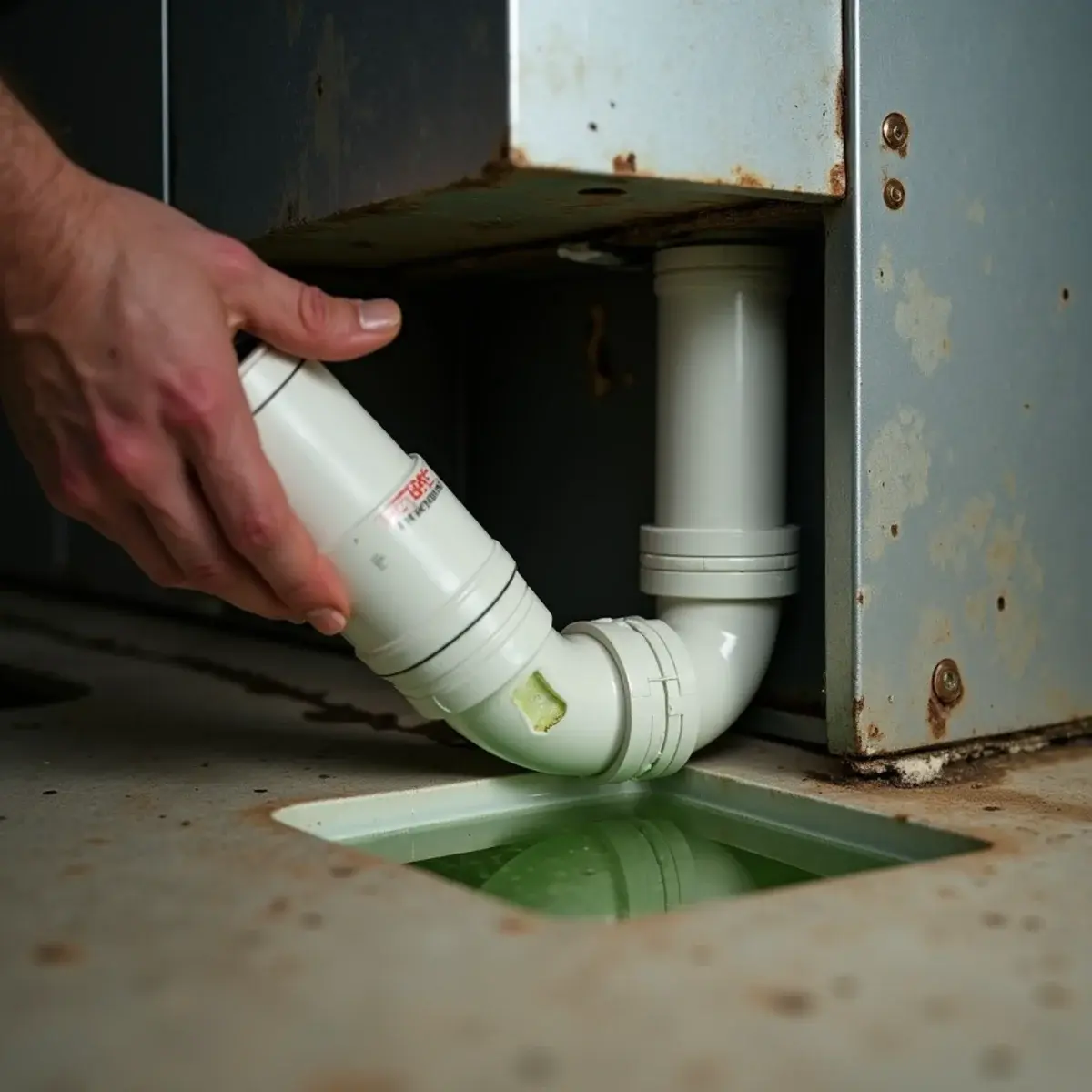 Clogged condensate drain line and float switch at an indoor air handler